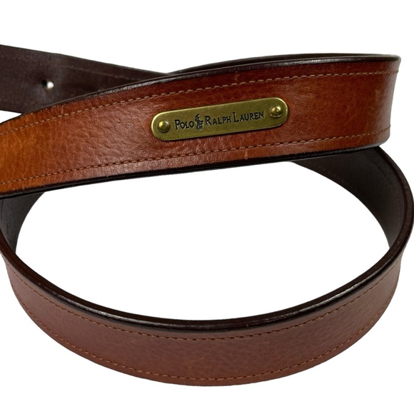 Vintage Polo Ralph Lauren Brown Italian Saddle Leather Bronze Accents Western - Picture 1 of 16
